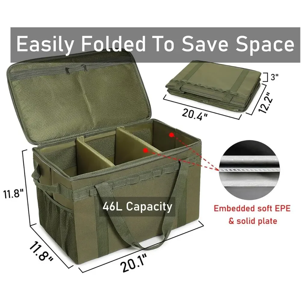 Tactical Camping Storage Bag 46L Utility Tote Trunk Organizer Green NOB